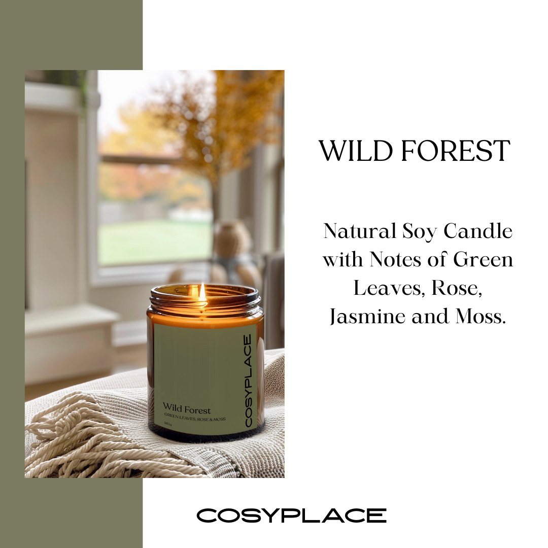 WILD FOREST - Rose, Green Leaves, Jasmine & Moss Phthalate Free Petrichor Soy Candle