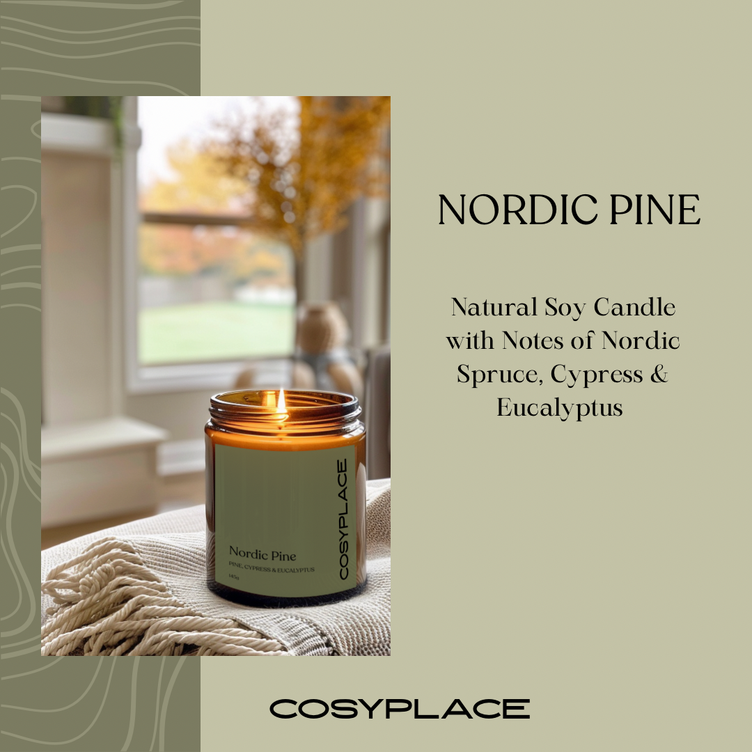 Nordic Pine, Eucalyptus & Peppermint  Scented Soy Wax Candle -Phthalate Free Candle
