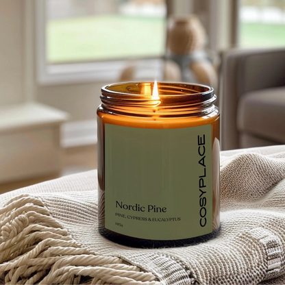 Nordic Pine, Eucalyptus & Peppermint  Scented Soy Wax Candle -Phthalate Free Candle